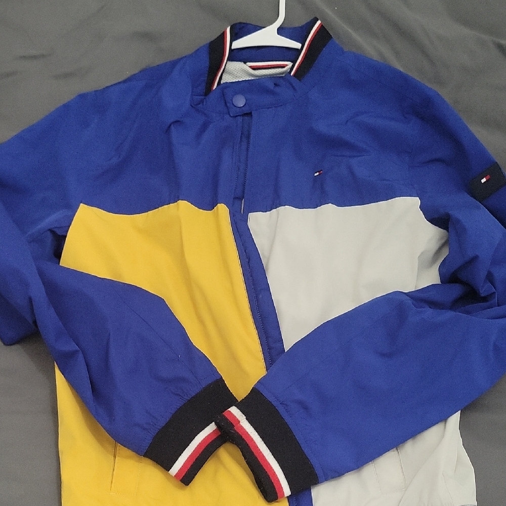 Tommy Hilfiger Blue and Yellow Varsity Bomber Jacket